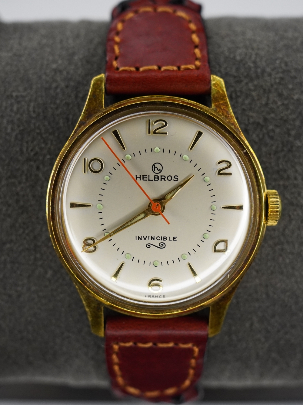 Vintage Helbros "Invincible" Mechanical Manual Wind Gold-Tone Men's Watch France